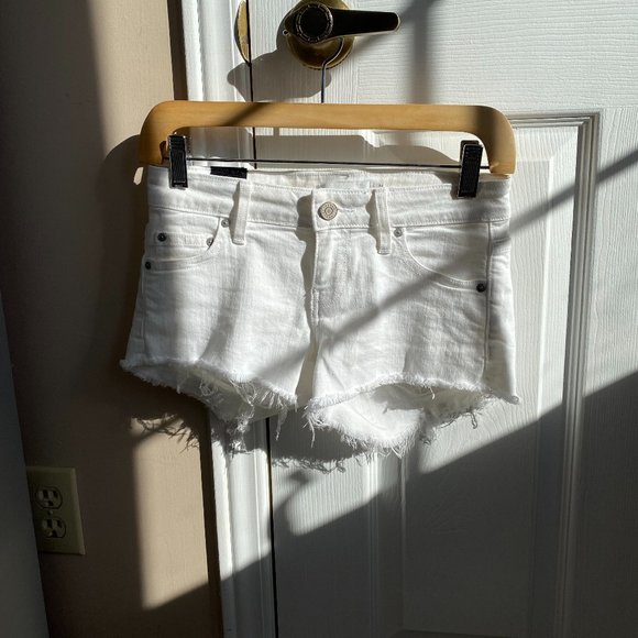 Aritzia Low rise White frayed shorts - Picture 1 of 16